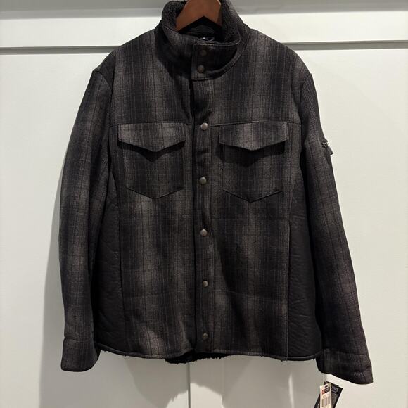 NWT Chaps Quilted Barn Coat Jacket Men M Wool Blend Faux Fur Lined Field Coat - Picture 1 of 16